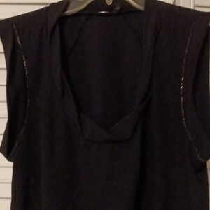 Guess Black Silky Sleeveless Tank Top With Shimmer Details And Pockets